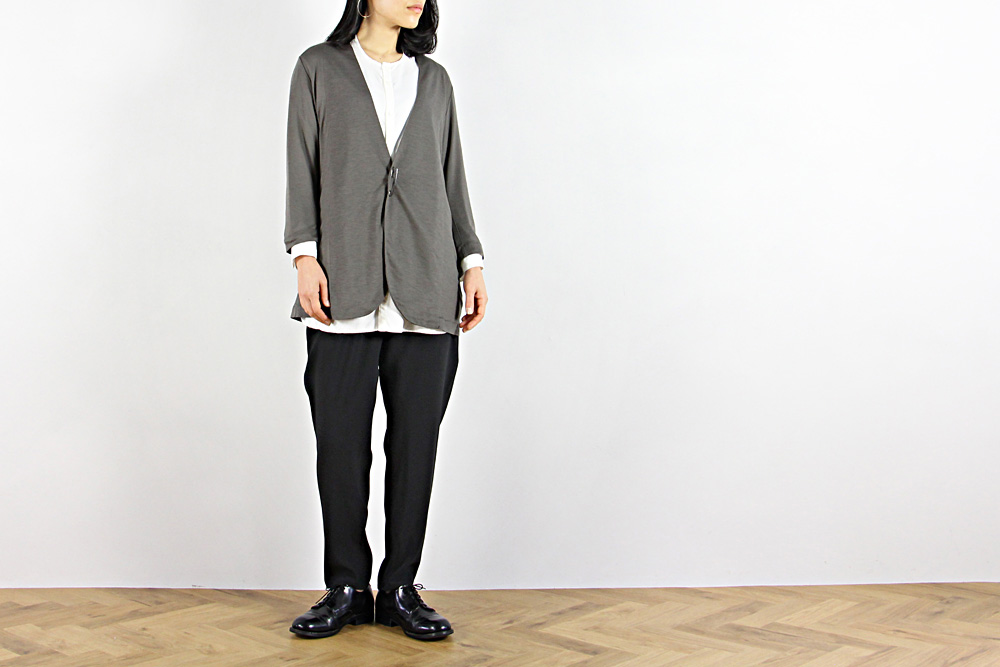 NO CONTROL AIR/ノーコントロールエアー/リヨセル クリスピー天竺カーディガン/20SS/XS/ユニセックス/トープグレー/ブラック/S0-NC082TD