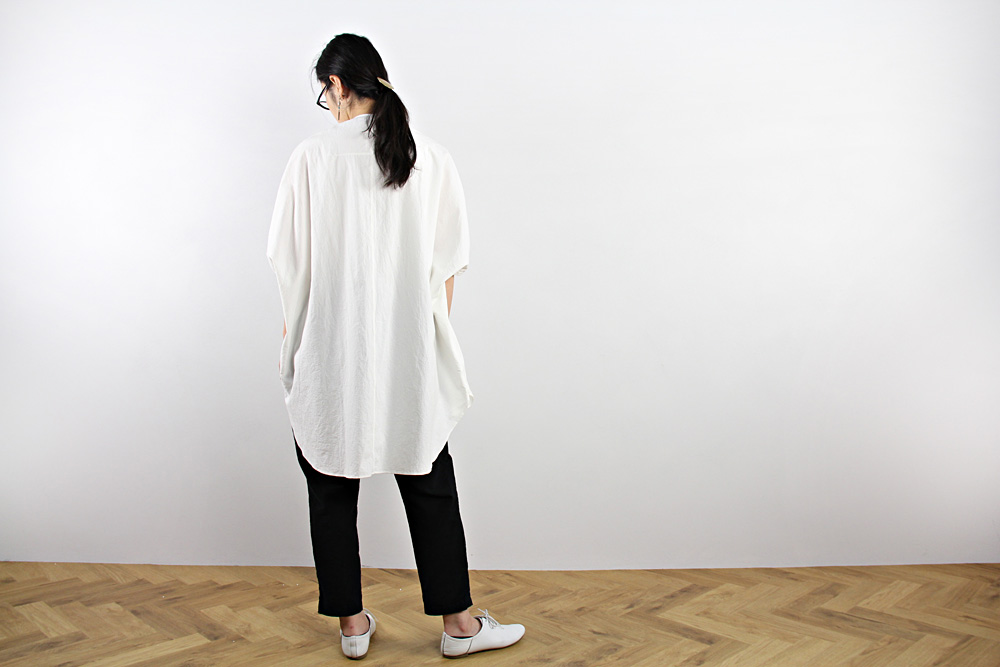 FIRMUM/フィルマム/コットン シーチング クルーネック 5分袖ワイドシャツ/XS/ユニセックス/2色/S7-F063S