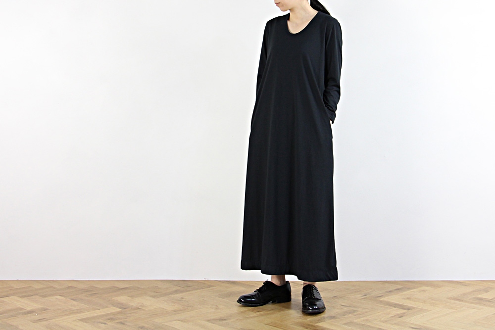 NO CONTROL AIR/ノーコントロールエアー/ポリエステル スパン天竺長袖ロングワンピース/20SS/36・38/レディース/ブラック/S0-NC103TO