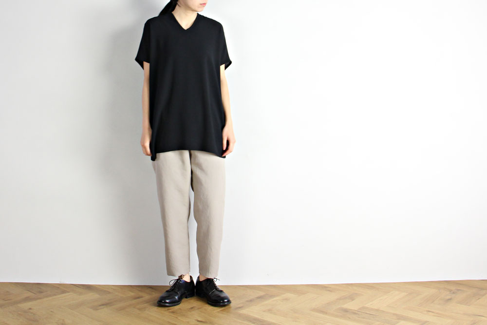 NO CONTROL AIR/ノーコントロールエアー/マカロニポリエステル・タッサー テーパードパンツ/AR_NC034PF/エクリュ、ブラック/size XS,M