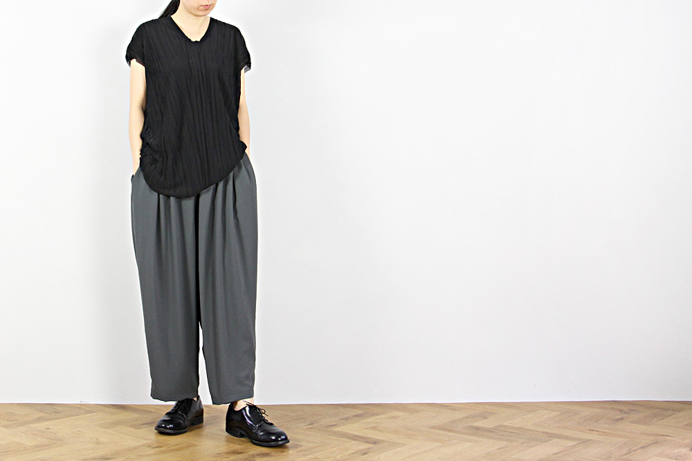 NO CONTROL AIR/ノーコントロールエアー/ポリエステルシフォン ウォッシュライク加工 ワイドギャザーイージーパンツ/2019ss/XS/S/ユニセックス/S9-NC231PF