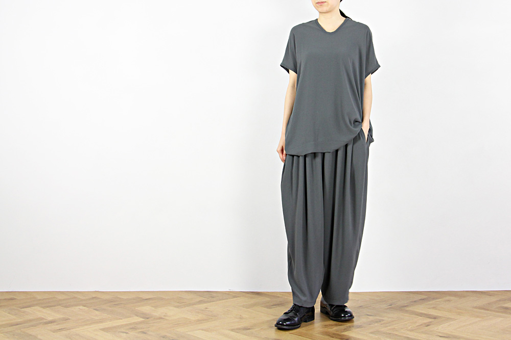 NO CONTROL AIR/ノーコントロールエアー/ポリエステルシフォン ウォッシュライク加工 ワイドギャザーイージーパンツ/2019ss/XS/S/ユニセックス/S9-NC231PF