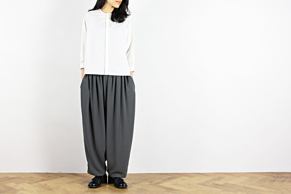 NO CONTROL AIR/ノーコントロールエアー/ポリエステルシフォン ウォッシュライク加工 ワイドギャザーイージーパンツ/2019ss/XS/S/ユニセックス/S9-NC231PF