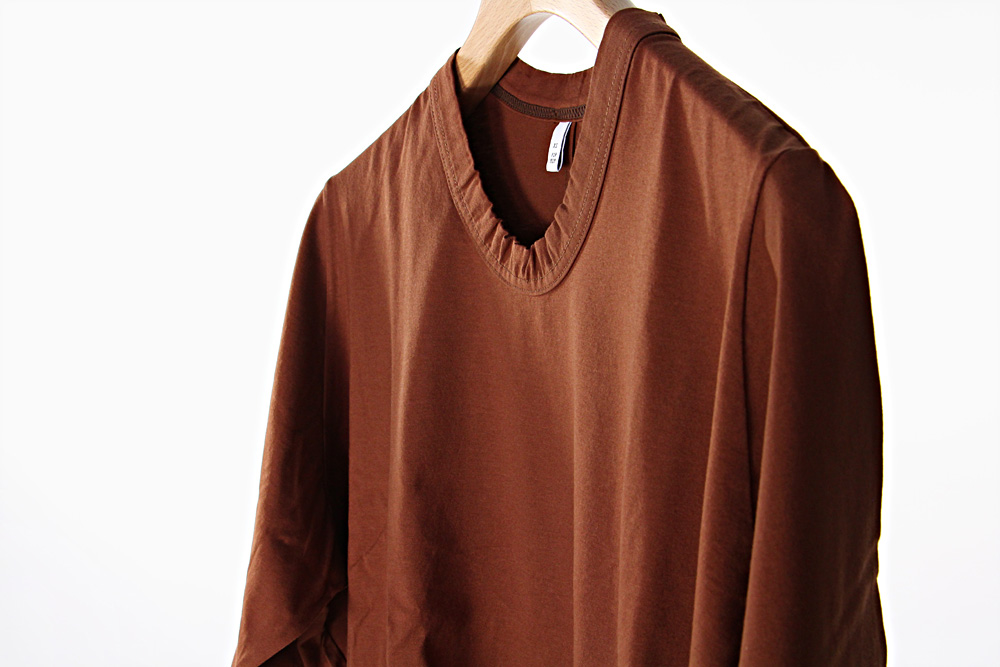 FIRMUM/フィルマム/ギザコットン ブレンド コンパクト天竺 5分袖Tシャツ/XS/M/ユニセックス/コッパーブラウン/ブラック/S0-FR141T5