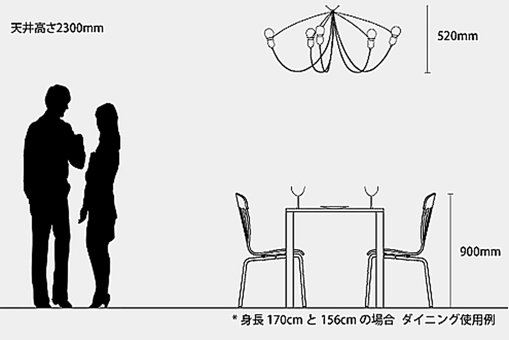 Mischa Vos / ミーシャ・ヴォス / Heavy Guy Chandelier (ヘビー・ガイ・シャンデリア) / 電球とワイヤーのシャンデリア