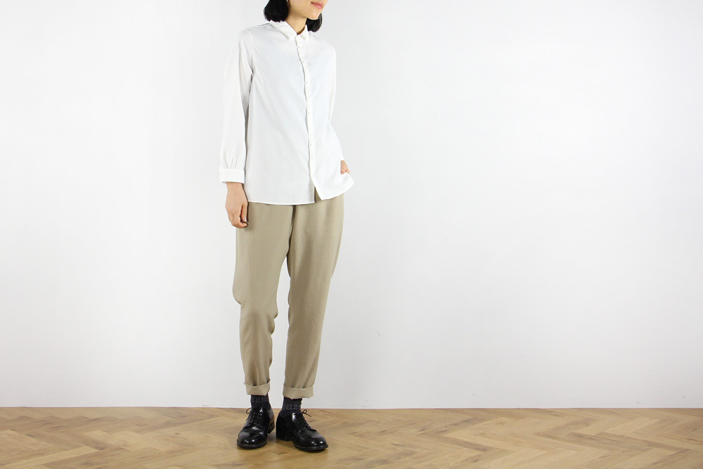NO CONTROL AIR/ノーコントロールエアー/マットポリエステル タイプライター長袖シャツ/20-21AW/XS/レディース/ホワイト/ブラック/CW_NC011SF