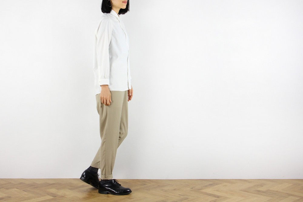 NO CONTROL AIR/ノーコントロールエアー/マットポリエステル タイプライター長袖シャツ/20-21AW/XS/レディース/ホワイト/ブラック/CW_NC011SF