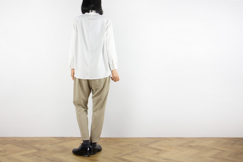 NO CONTROL AIR/ノーコントロールエアー/マットポリエステル タイプライター長袖シャツ/20-21AW/XS/レディース/ホワイト/ブラック/CW_NC011SF