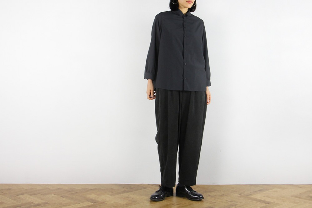 NO CONTROL AIR/ノーコントロールエアー/マットポリエステル タイプライター長袖シャツ/20-21AW/XS/レディース/ホワイト/ブラック/CW_NC011SF