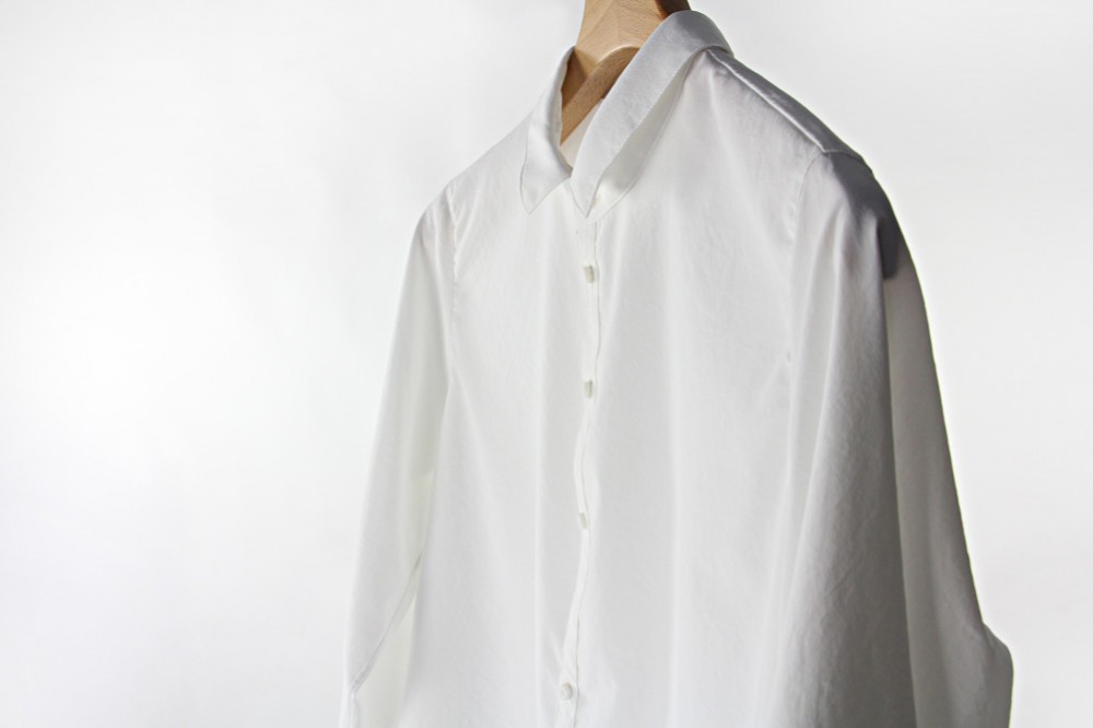 NO CONTROL AIR/ノーコントロールエアー/マットポリエステル タイプライター長袖シャツ/20-21AW/XS/レディース/ホワイト/ブラック/CW_NC011SF