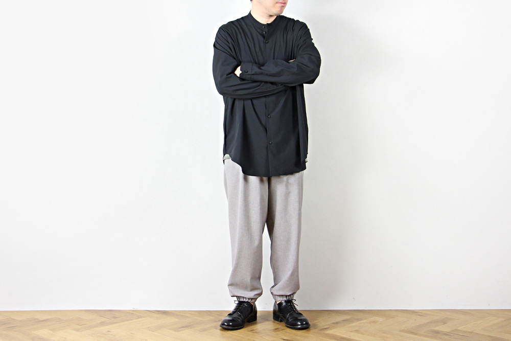 NO CONTROL AIR/ノーコントロールエアー/マットポリエステル タイプライターマオカラー長袖シャツ/20-21AW/M/ユニセックス/ブラック/CW_NC013SF