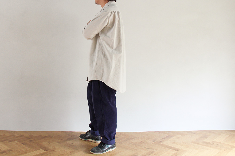 FIRMUM/フィルマム/小釜染め シュリンクコットン オックス ワイドシャツ/M/ユニセックス/2色/A6-F021S