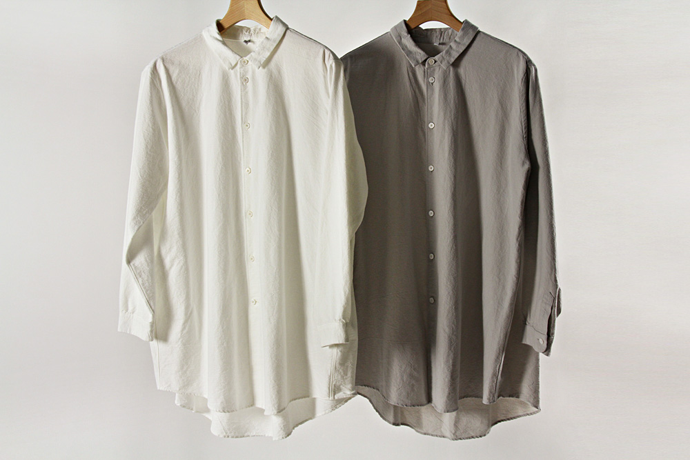 FIRMUM/フィルマム/小釜染め シュリンクコットン オックス ワイドシャツ/M/ユニセックス/2色/A6-F021S