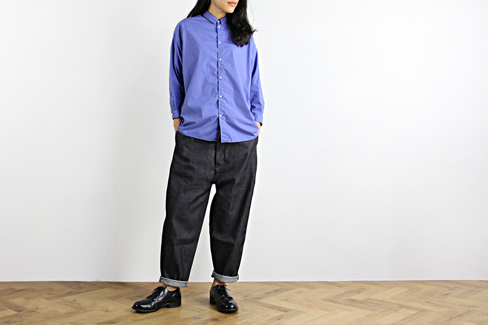NO CONTROL AIR/ノーコントロールエアー/TC タイプライター長袖シャツ/19-20AW/XS/M/ユニセックス/エクリュベージュ/ヒヤシンスブルー/A9-NC016SF