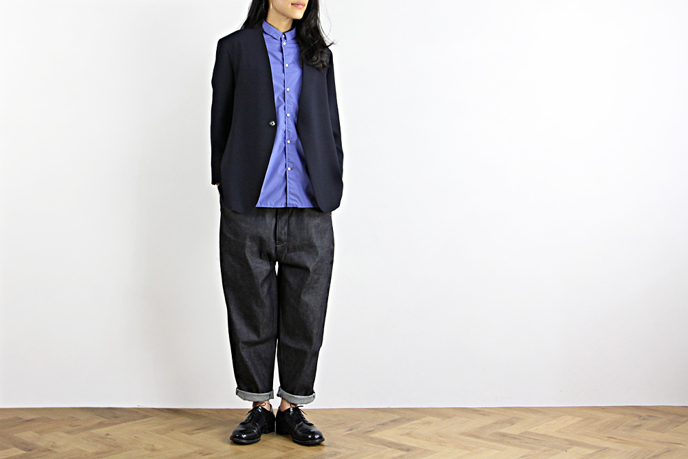 NO CONTROL AIR/ノーコントロールエアー/TC タイプライター長袖シャツ/19-20AW/XS/M/ユニセックス/エクリュベージュ/ヒヤシンスブルー/A9-NC016SF