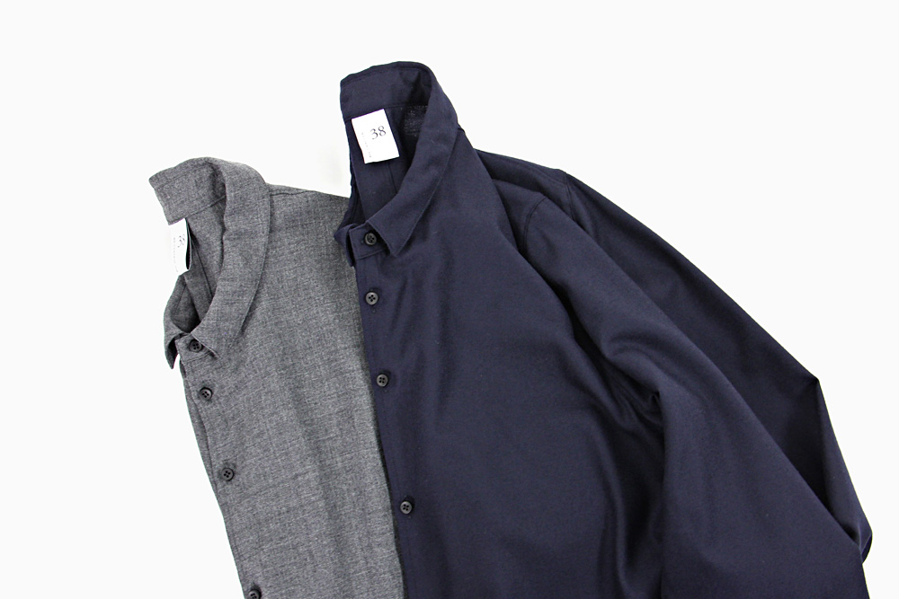 NO CONTROL AIR/ノーコントロールエアー/Super 120´s ウール プレーンガーゼ シャツワンピース/20SS/38/レディース/ダークグレートップ/ネイビー/A0-NC063OP