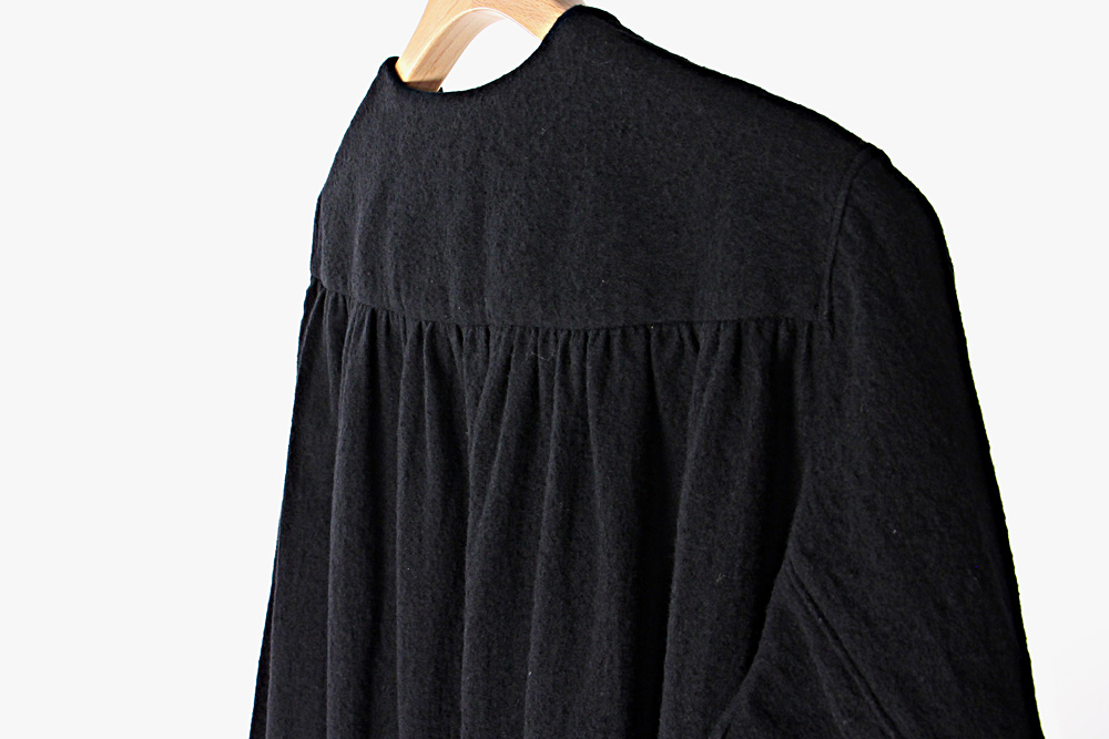 FIRMUM/フィルマム/ミルウール&コットン ツイル長袖ワンピース/XS/ユニセックス/ブラック/A9-FR114P0