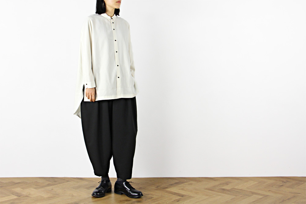 NO CONTROL AIR/ノーコントロールエアー/フィブリルテンセル ポプリン ロングテール長袖シャツ/2021-22AW/XS/ユニセックス/アイボリー/CW_NC103SF