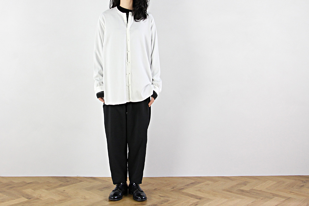 NO CONTROL AIR/ノーコントロールエアー/フィブリル テンセル ツイル ノーカラー長袖シャツ/2019aw/XS/M/ユニセックス/A8-NC101SF