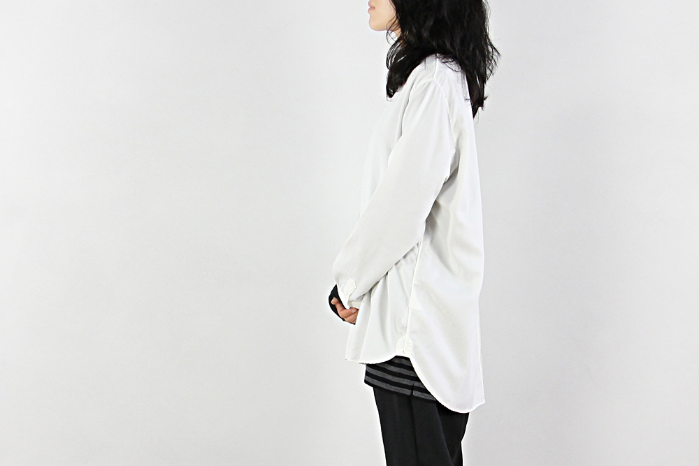 NO CONTROL AIR/ノーコントロールエアー/フィブリル テンセル ツイル ノーカラー長袖シャツ/2019aw/XS/M/ユニセックス/A8-NC101SF