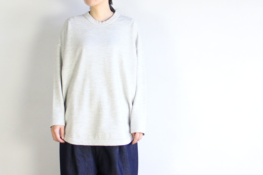 FIRMUM/フィルマム/ウルグアイウール　ダブルジャガード ツイル　ロングスリーブカットソー/XS/M/Light Grey × White/Black × Grey/A0_FR152TF