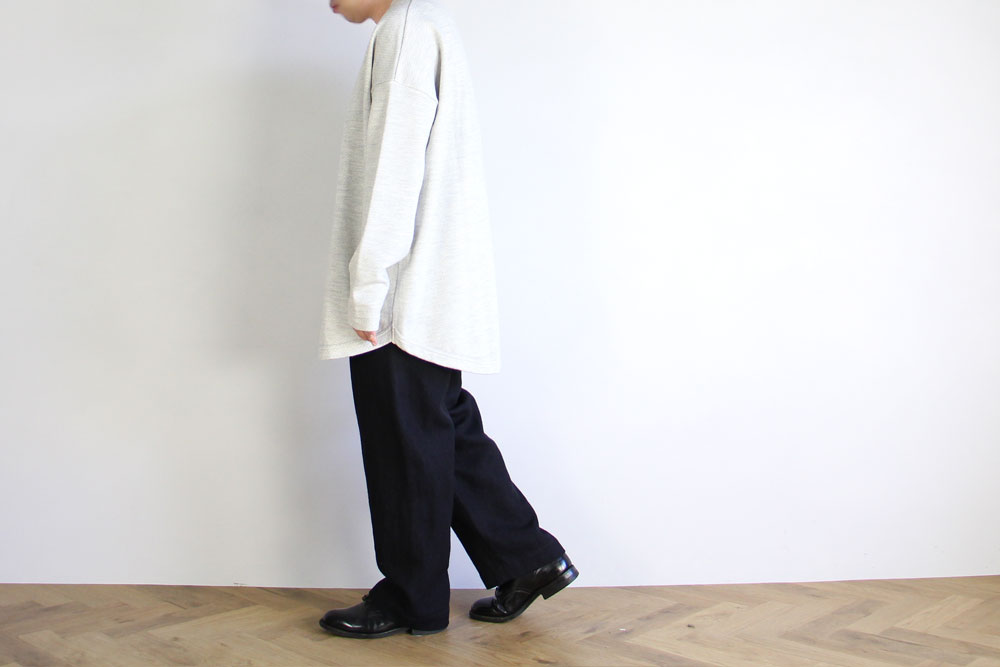 FIRMUM/フィルマム/ウルグアイウール　ダブルジャガード ツイル　ロングスリーブカットソー/XS/M/Light Grey × White/Black × Grey/A0_FR152TF