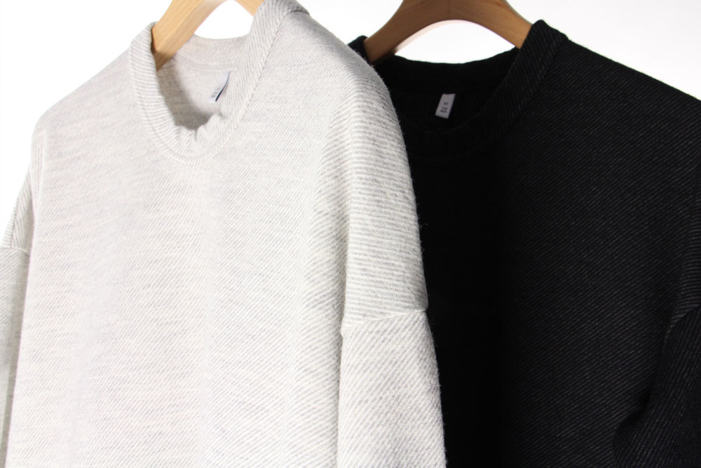 FIRMUM/フィルマム/ウルグアイウール　ダブルジャガード ツイル　ロングスリーブカットソー/XS/M/Light Grey × White/Black × Grey/A0_FR152TF