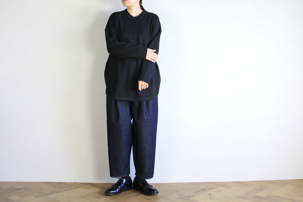 FIRMUM/フィルマム/ウルグアイウール　ダブルジャガード ツイル　ロングスリーブカットソー/XS/M/Light Grey × White/Black × Grey/A0_FR152TF